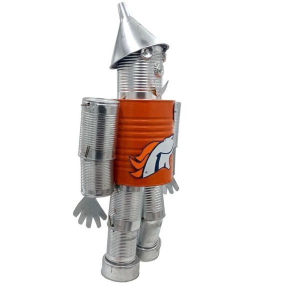 Orange Folk Art Tin Man Sculpture Bronco Horse Wizard Of Oz Reclaimed Recycled R - Picture 5 of 16
